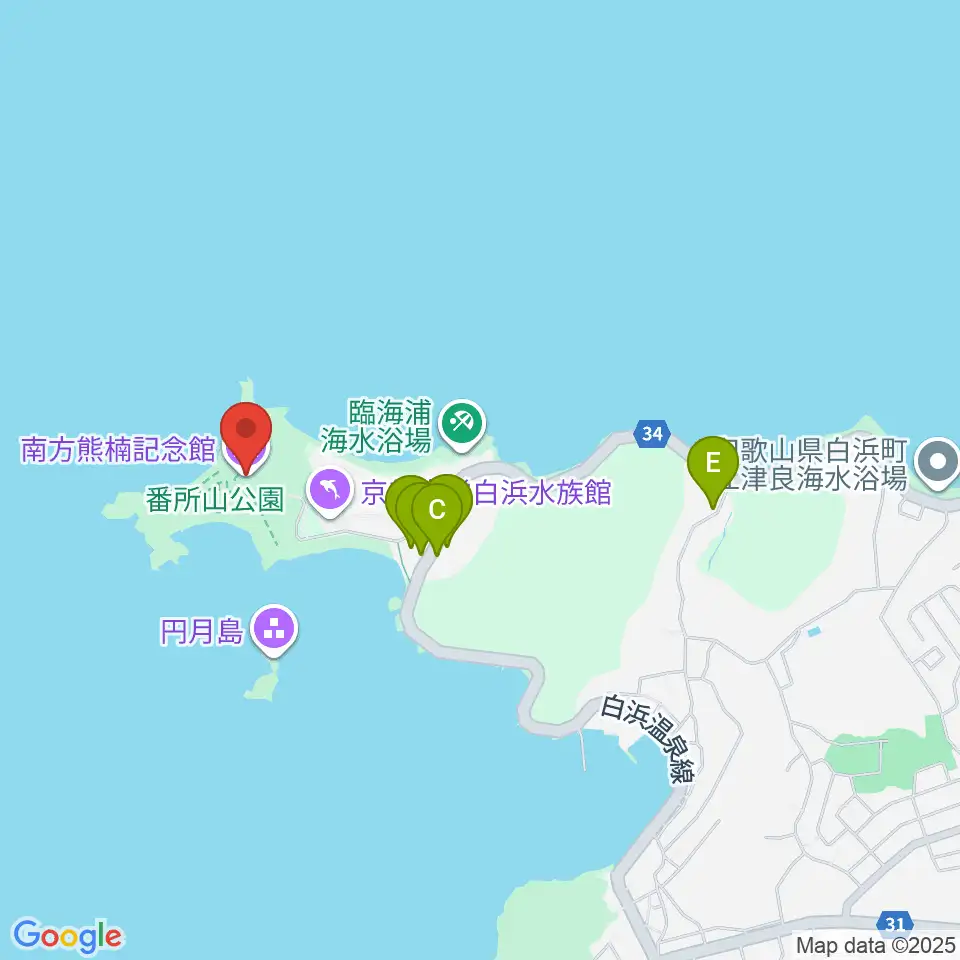 南方熊楠記念館周辺のファミレス・ファーストフード一覧地図