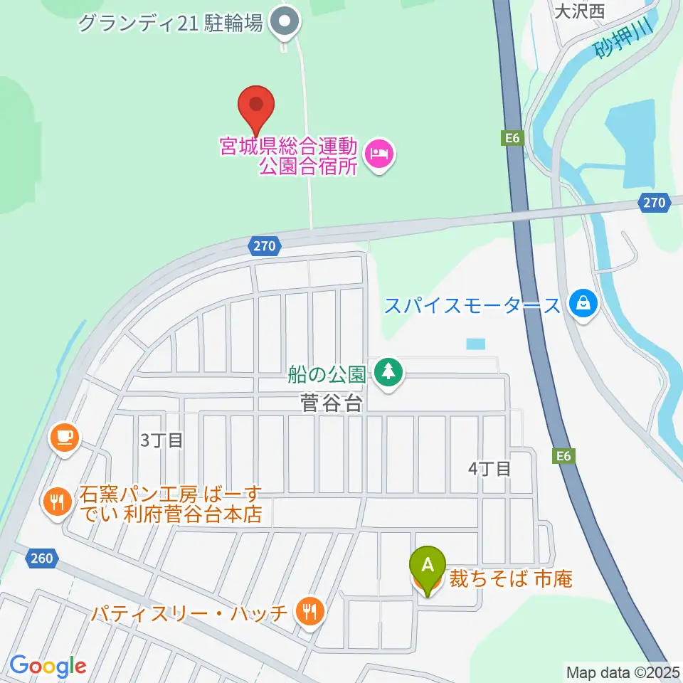 セントラルスポーツ宮城G21プール周辺のファミレス・ファーストフード一覧地図
