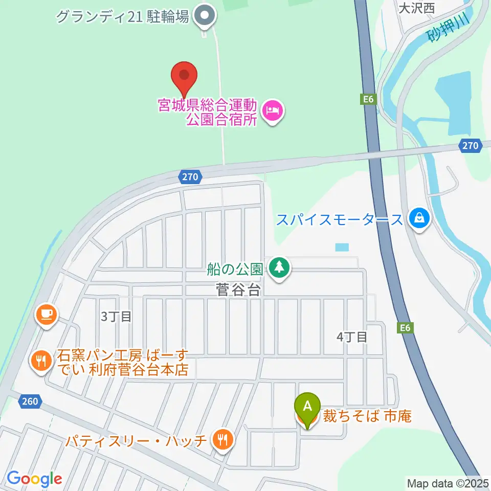 セントラルスポーツ宮城G21プール周辺のファミレス・ファーストフード一覧地図