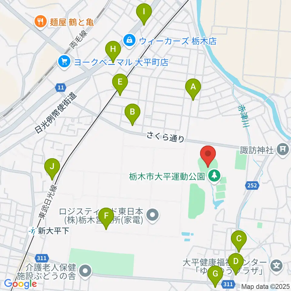 エイジェックさくら球場周辺のファミレス・ファーストフード一覧地図