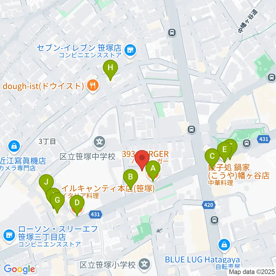 Majestic Studio周辺のファミレス・ファーストフード一覧地図