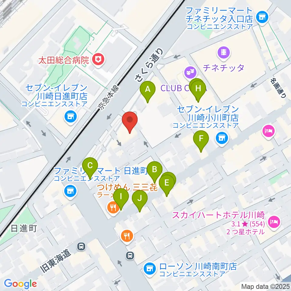 STUDIO楽 川崎店周辺のファミレス・ファーストフード一覧地図