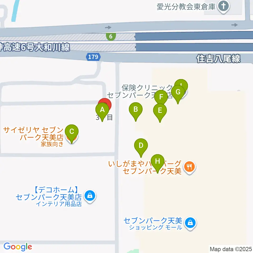 TOHOシネマズ セブンパーク天美周辺のファミレス・ファーストフード一覧地図