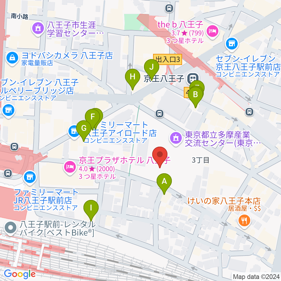 東京たま未来メッセ周辺のファミレス・ファーストフード一覧地図