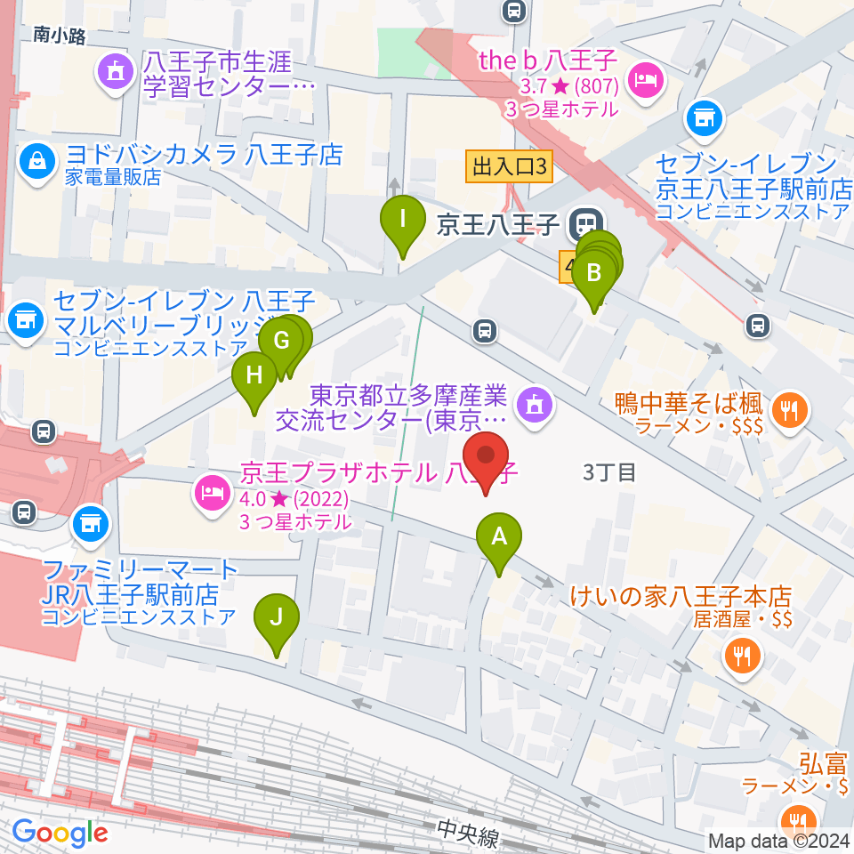 東京たま未来メッセ周辺のファミレス・ファーストフード一覧地図