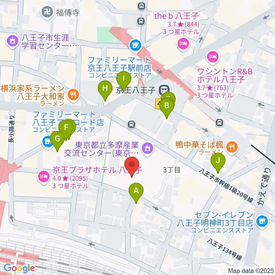 東京たま未来メッセ周辺のファミレス・ファーストフード一覧地図