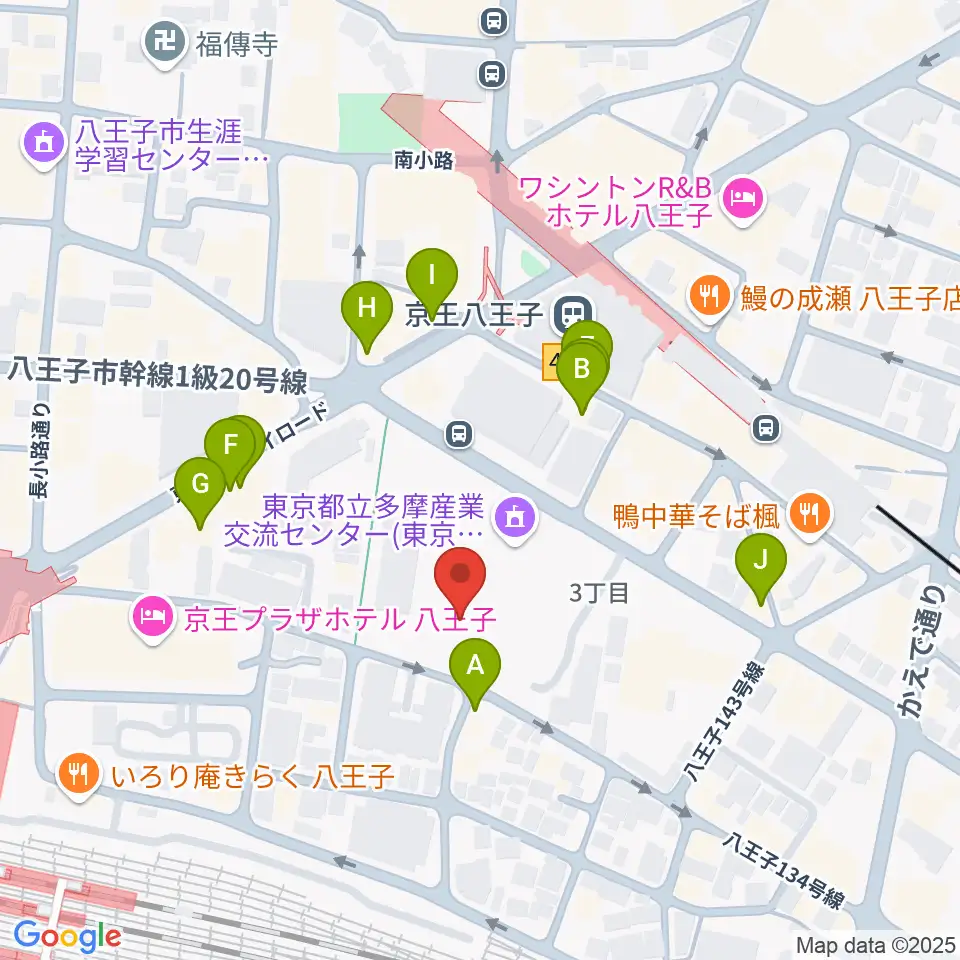 東京たま未来メッセ周辺のファミレス・ファーストフード一覧地図