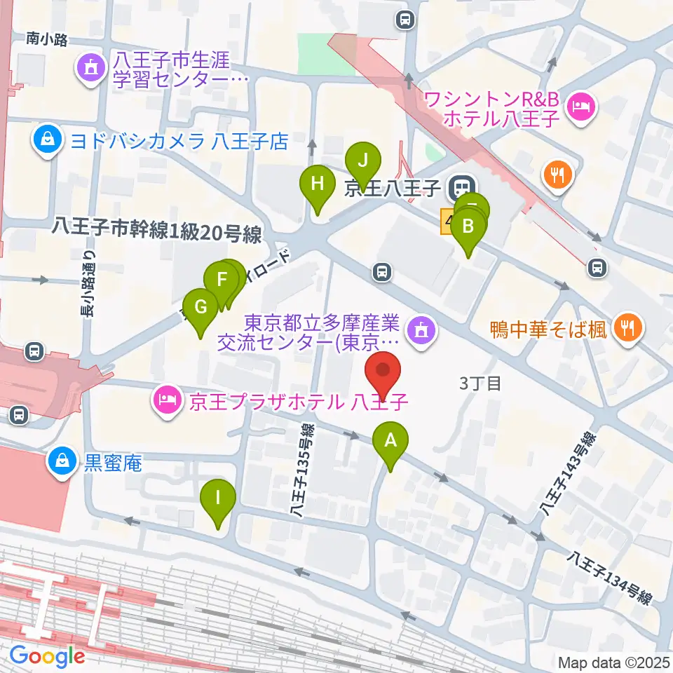 東京たま未来メッセ周辺のファミレス・ファーストフード一覧地図