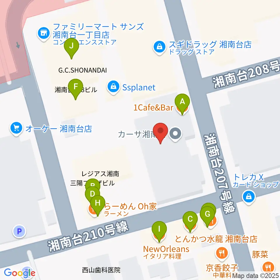 STUDIO JAMJAM周辺のファミレス・ファーストフード一覧地図