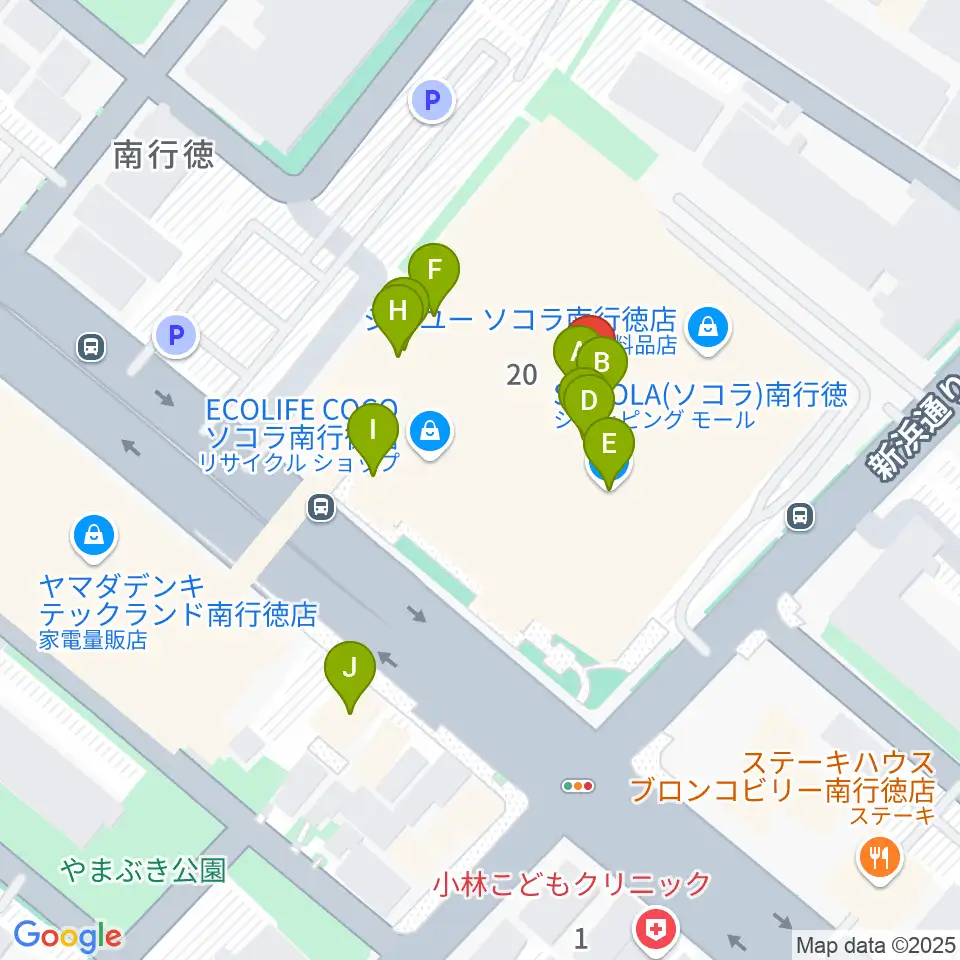 島村楽器SOCOLA 南行徳店周辺のファミレス・ファーストフード一覧地図
