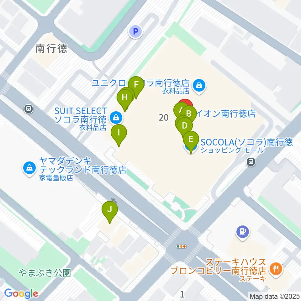 島村楽器SOCOLA 南行徳店周辺のファミレス・ファーストフード一覧地図