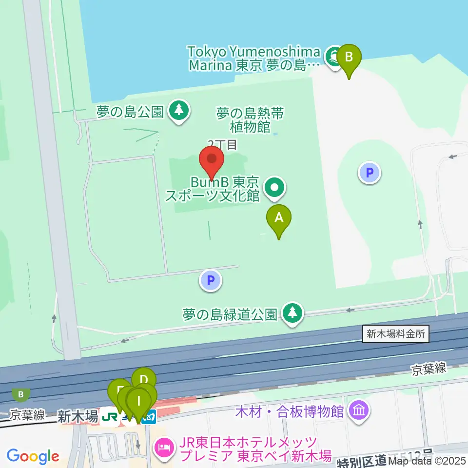 夢の島公園アーチェリー場周辺のファミレス・ファーストフード一覧地図