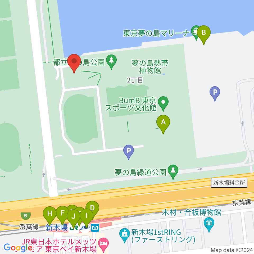 都立第五福竜丸展示館周辺のファミレス・ファーストフード一覧地図
