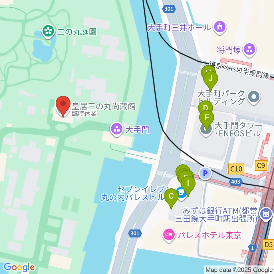 皇居三の丸尚蔵館周辺のファミレス・ファーストフード一覧地図