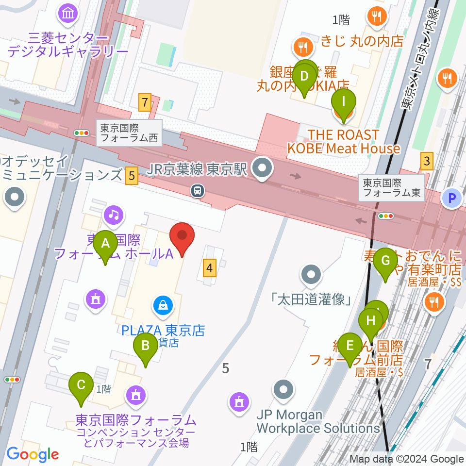 相田みつを美術館周辺のファミレス・ファーストフード一覧地図