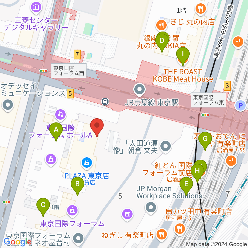 相田みつを美術館周辺のファミレス・ファーストフード一覧地図