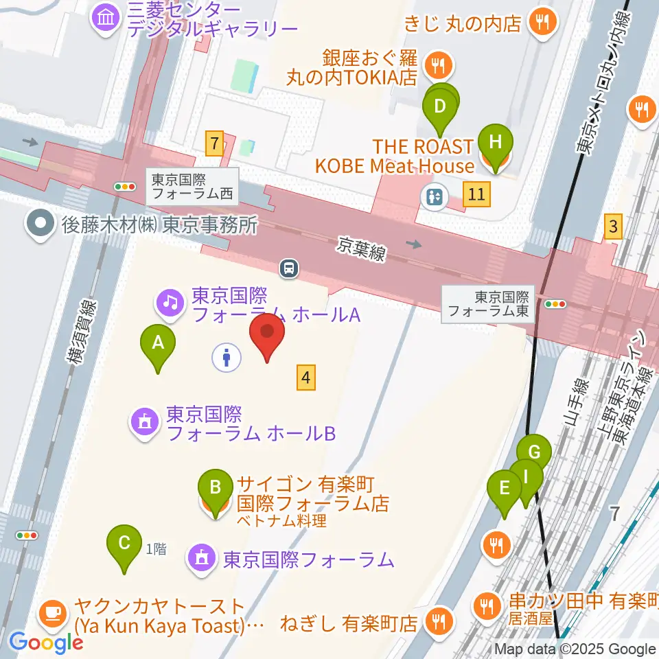 相田みつを美術館周辺のファミレス・ファーストフード一覧地図