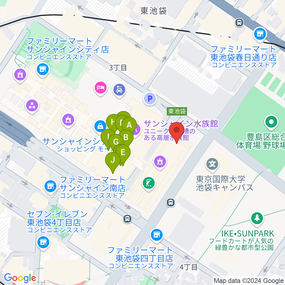 古代オリエント博物館周辺のファミレス・ファーストフード一覧地図