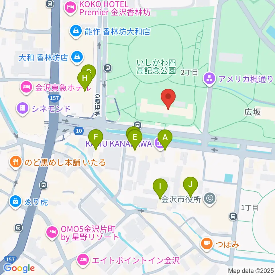 石川四高記念文化交流館周辺のファミレス・ファーストフード一覧地図