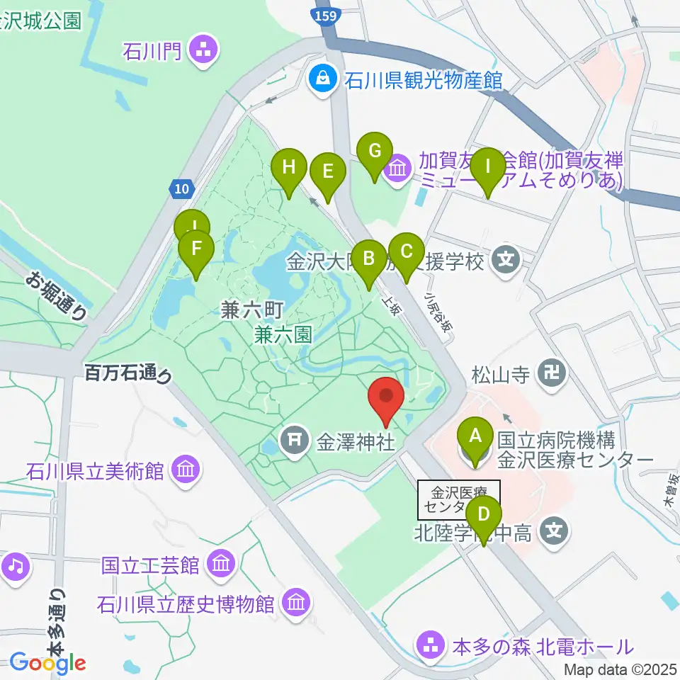 いしかわ生活工芸ミュージアム周辺のファミレス・ファーストフード一覧地図