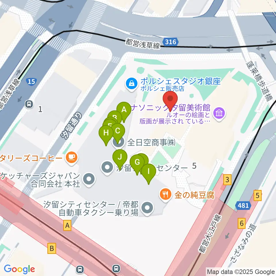 旧新橋停車場 鉄道歴史展示室周辺のファミレス・ファーストフード一覧地図