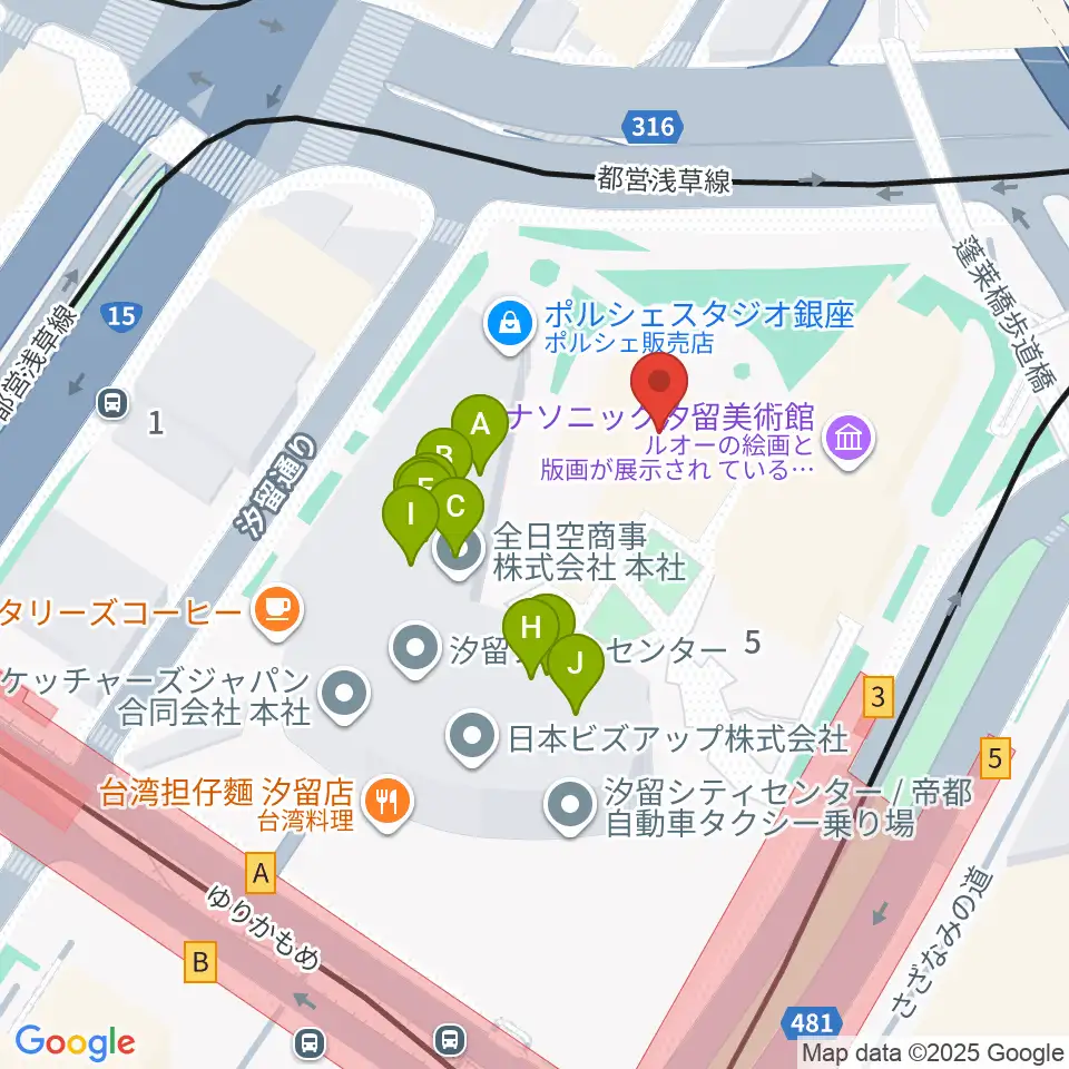 旧新橋停車場 鉄道歴史展示室周辺のファミレス・ファーストフード一覧地図