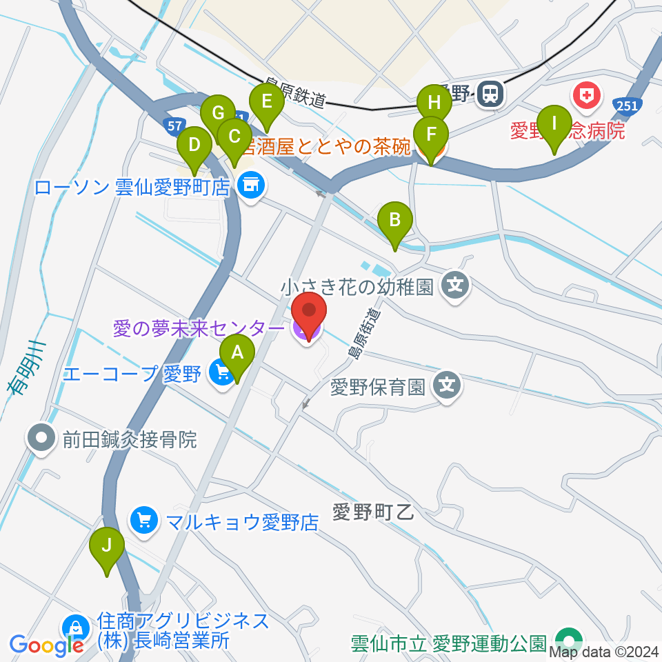 愛の夢未来センター周辺のファミレス・ファーストフード一覧地図