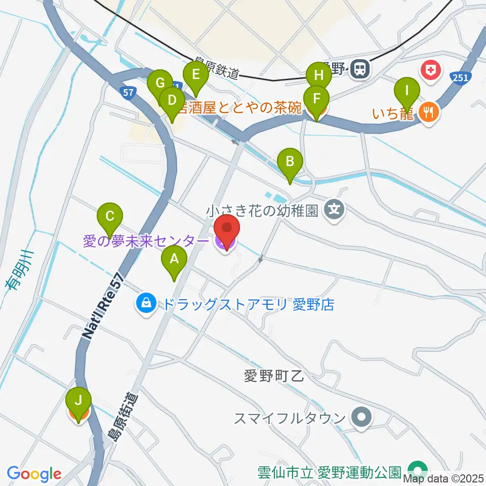 愛の夢未来センター周辺のファミレス・ファーストフード一覧地図