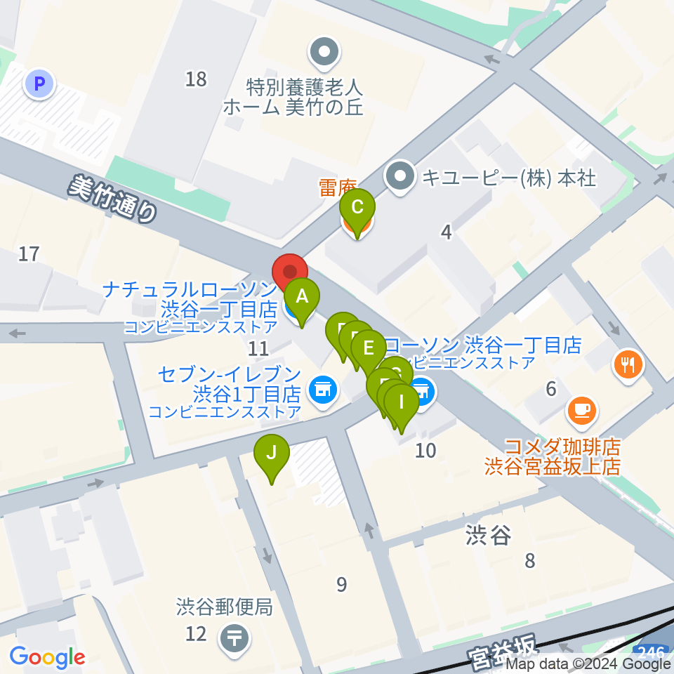 渋谷近未来会館周辺のファミレス・ファーストフード一覧地図