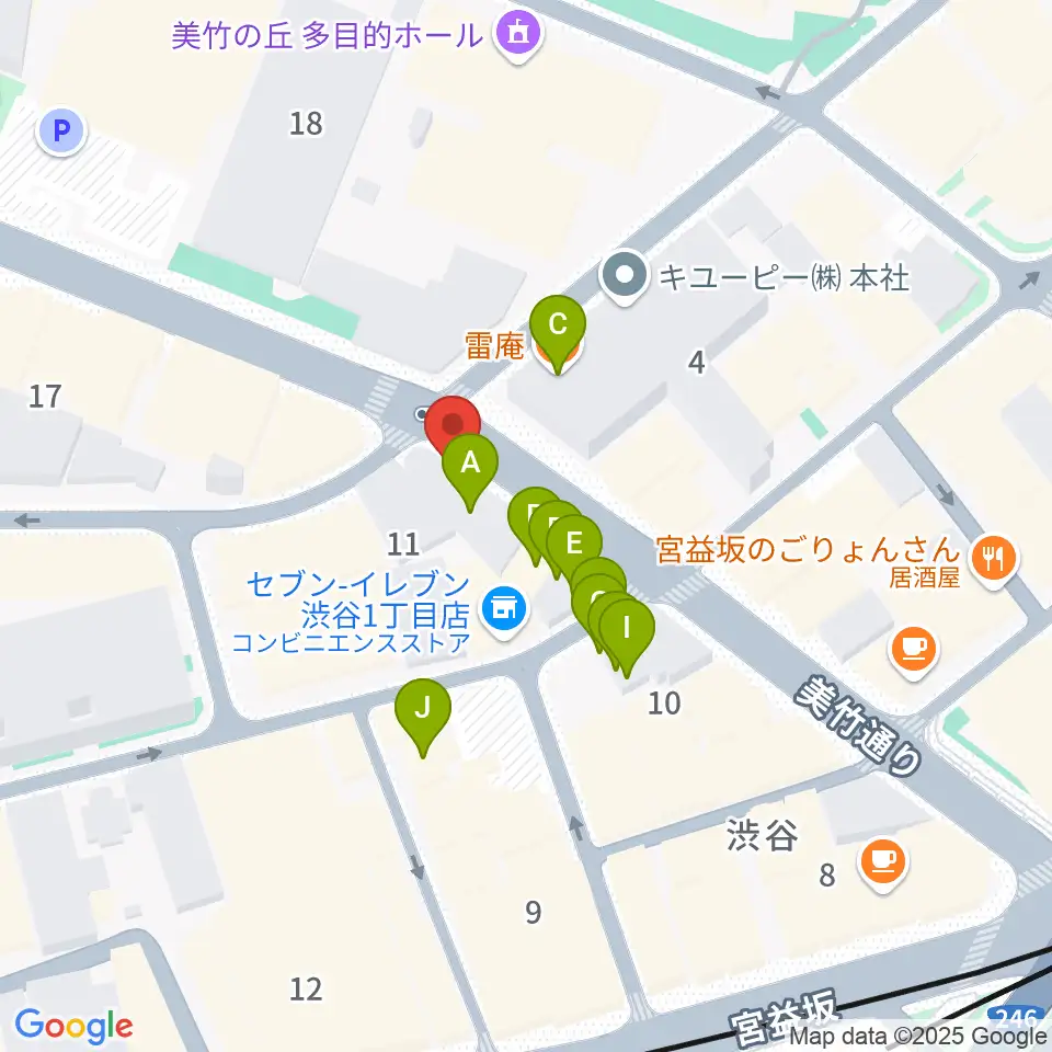 渋谷近未来会館周辺のファミレス・ファーストフード一覧地図