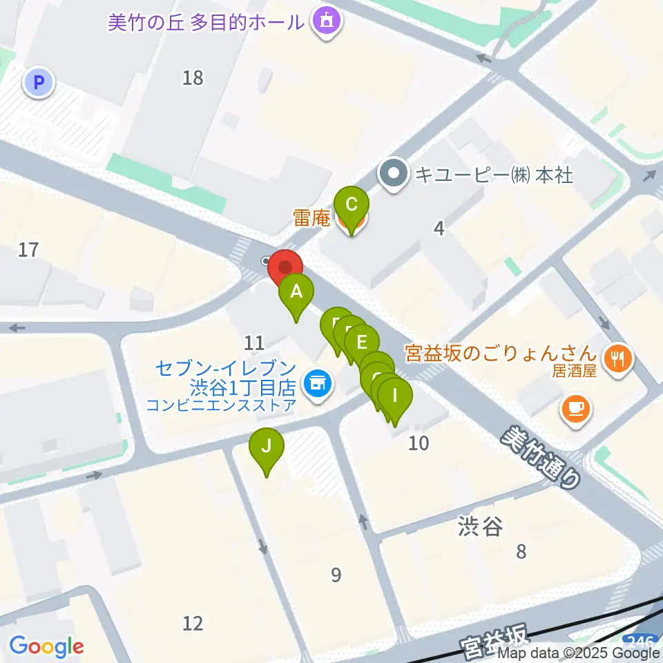 渋谷近未来会館周辺のファミレス・ファーストフード一覧地図
