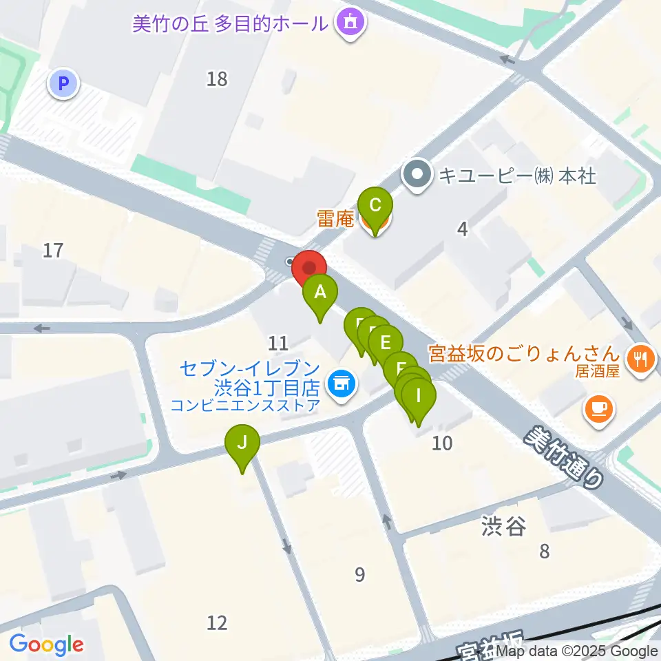 渋谷近未来会館周辺のファミレス・ファーストフード一覧地図