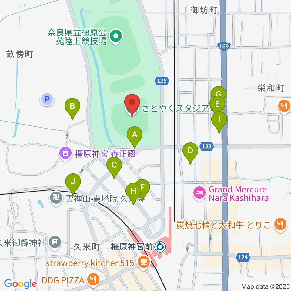 さとやくスタジアム周辺のファミレス・ファーストフード一覧地図