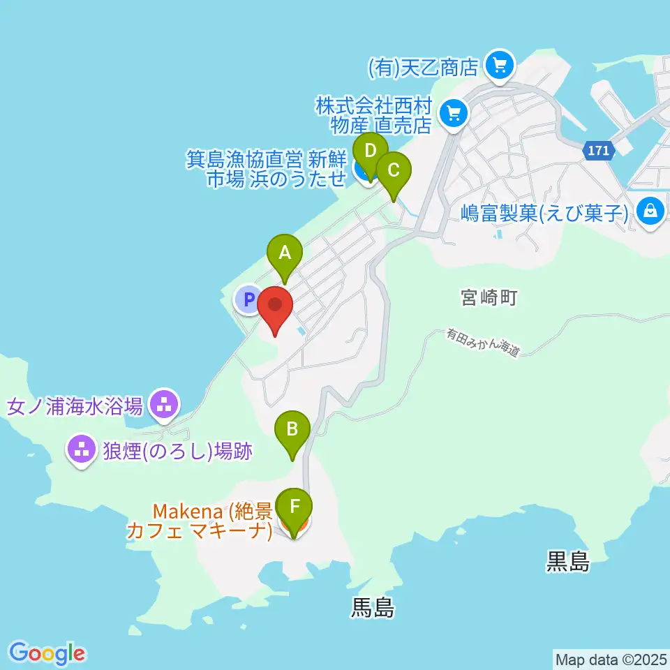 マツゲン有田球場周辺のファミレス・ファーストフード一覧地図