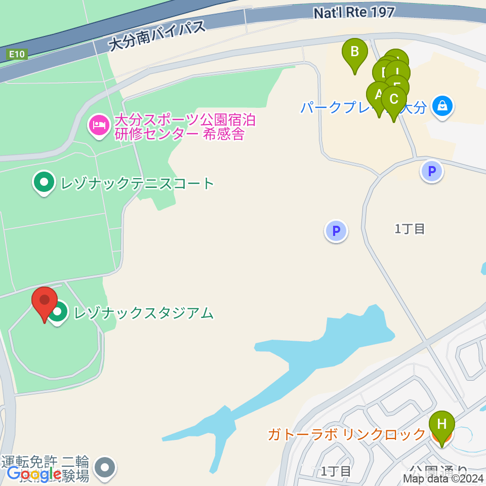 クラサススタジアム周辺のファミレス・ファーストフード一覧地図