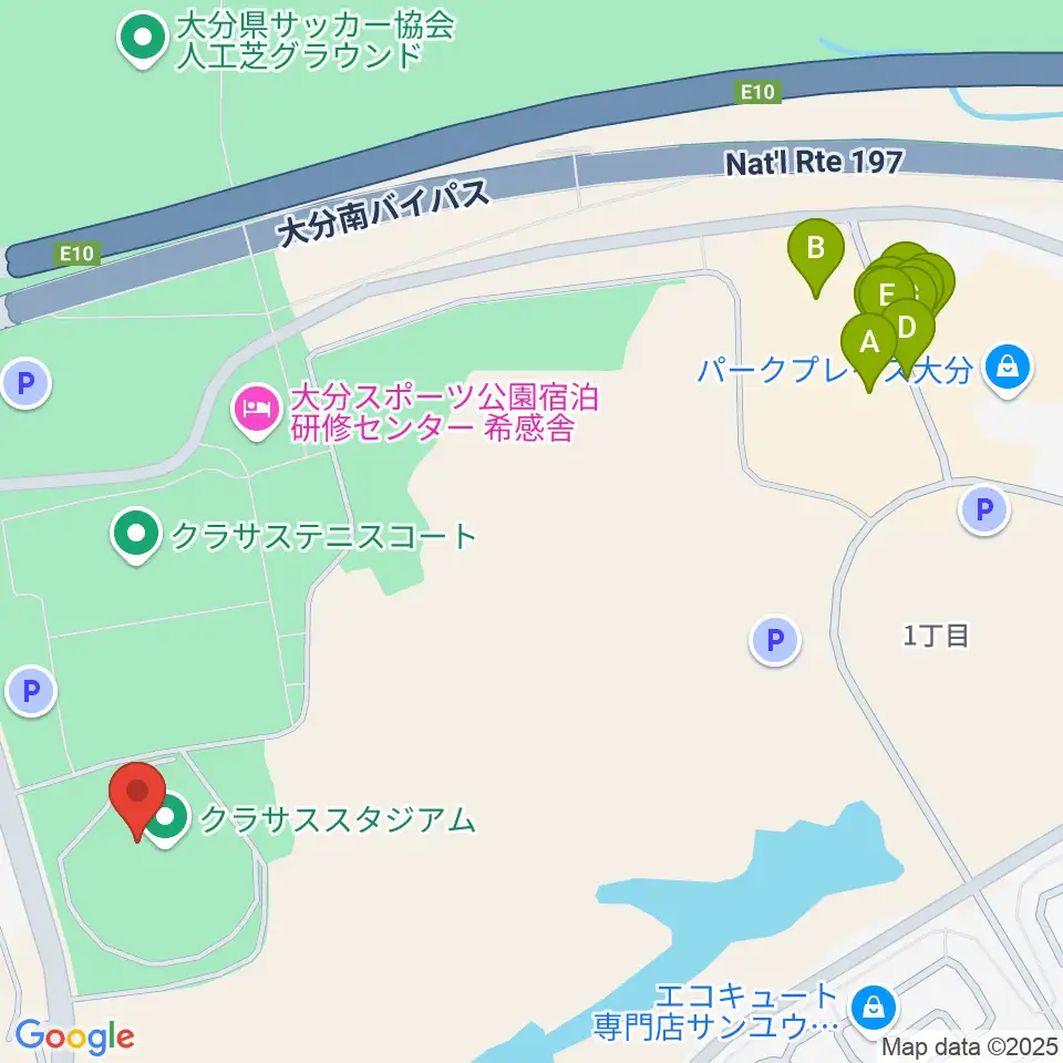 クラサススタジアム周辺のファミレス・ファーストフード一覧地図