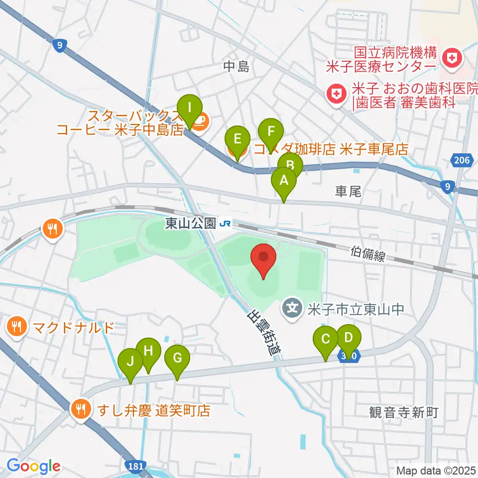 どらドラパーク米子市民球場周辺のファミレス・ファーストフード一覧地図