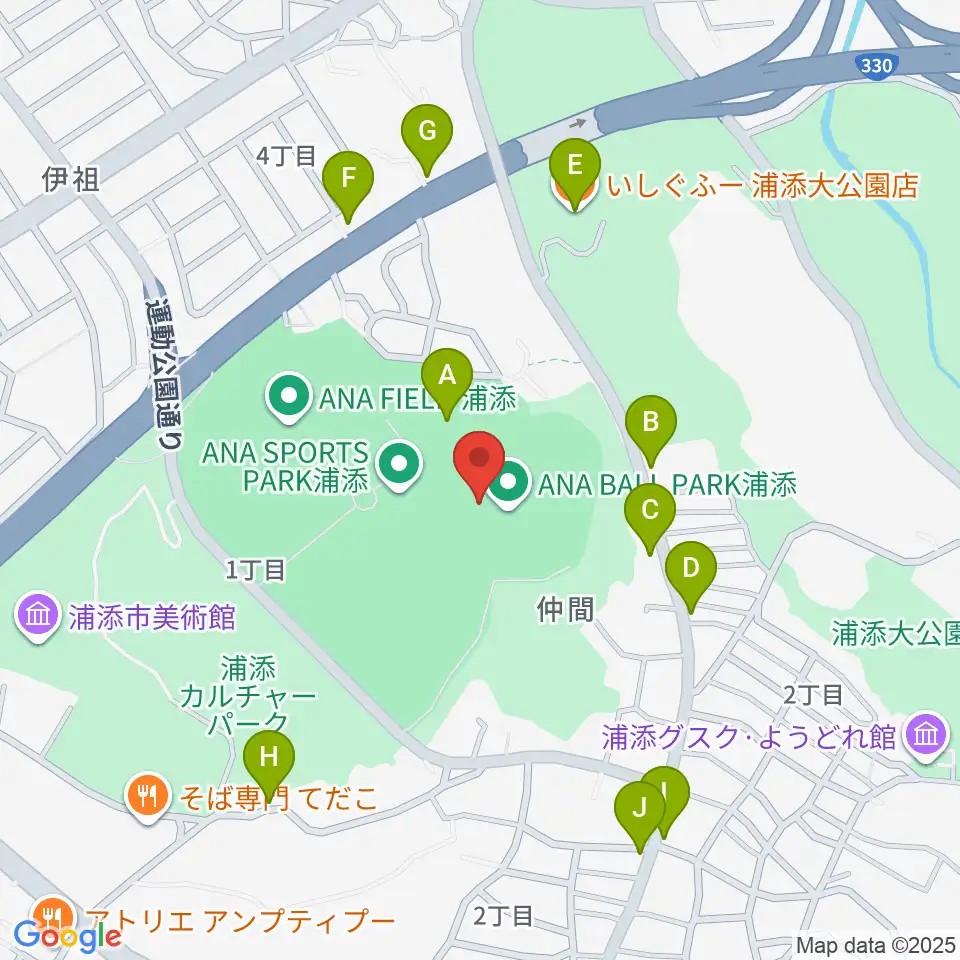 ANA BALL PARK浦添周辺のファミレス・ファーストフード一覧地図
