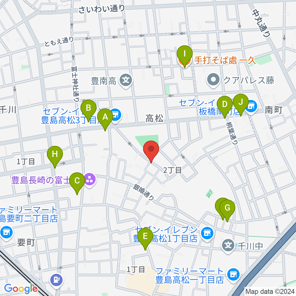 アルトフォニックスタジオ周辺のファミレス・ファーストフード一覧地図