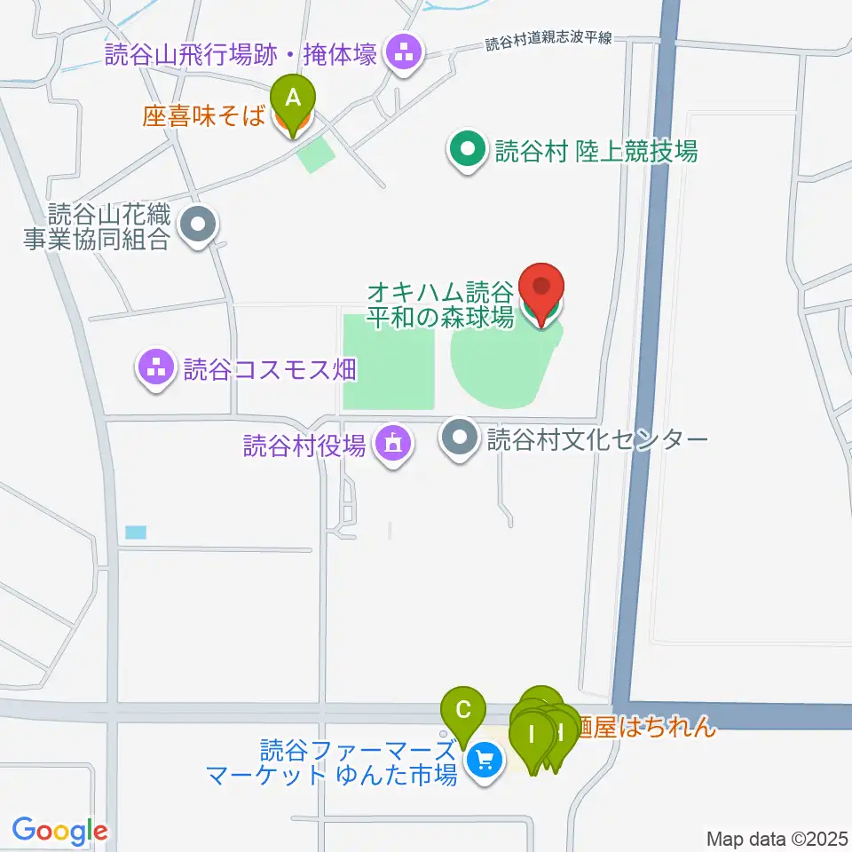 オキハム読谷平和の森球場周辺のファミレス・ファーストフード一覧地図