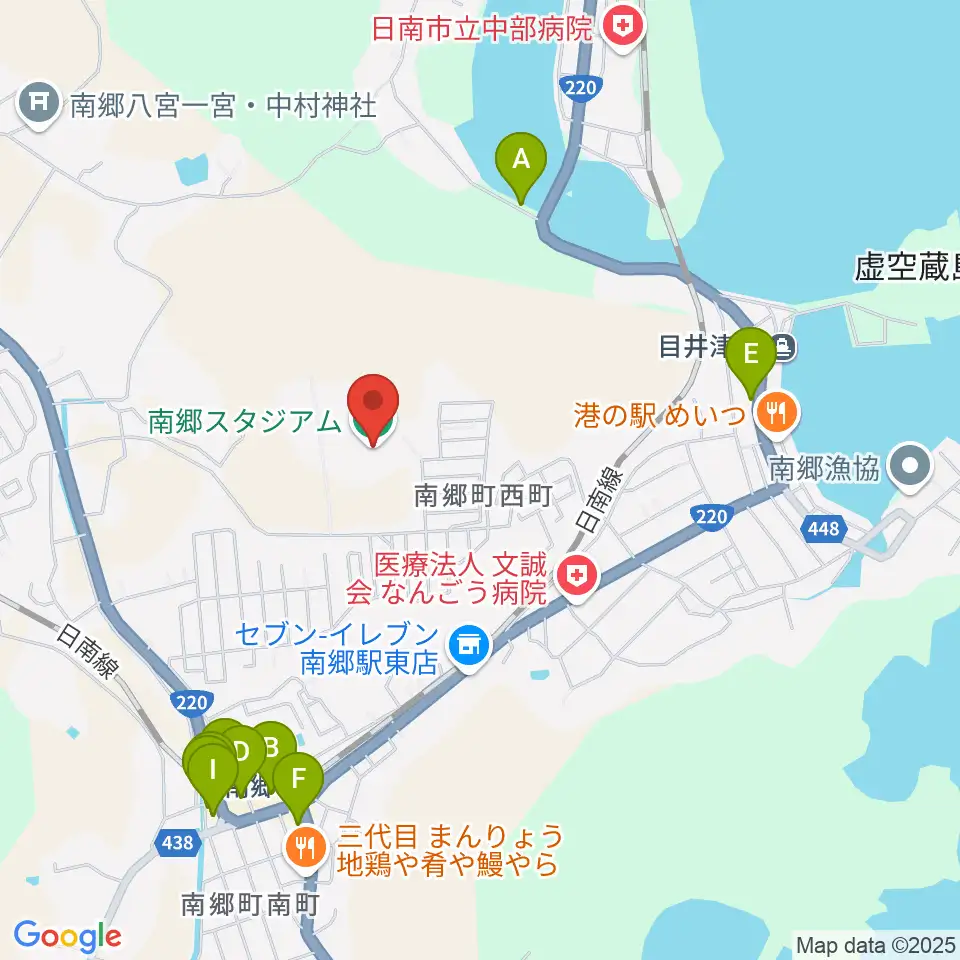 南郷スタジアム周辺のファミレス・ファーストフード一覧地図