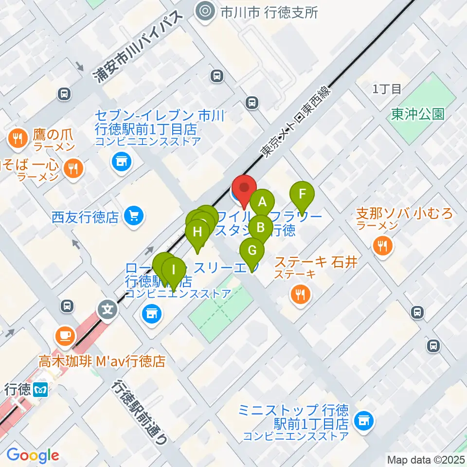ワイルドフラワー・スタジオ行徳周辺のファミレス・ファーストフード一覧地図
