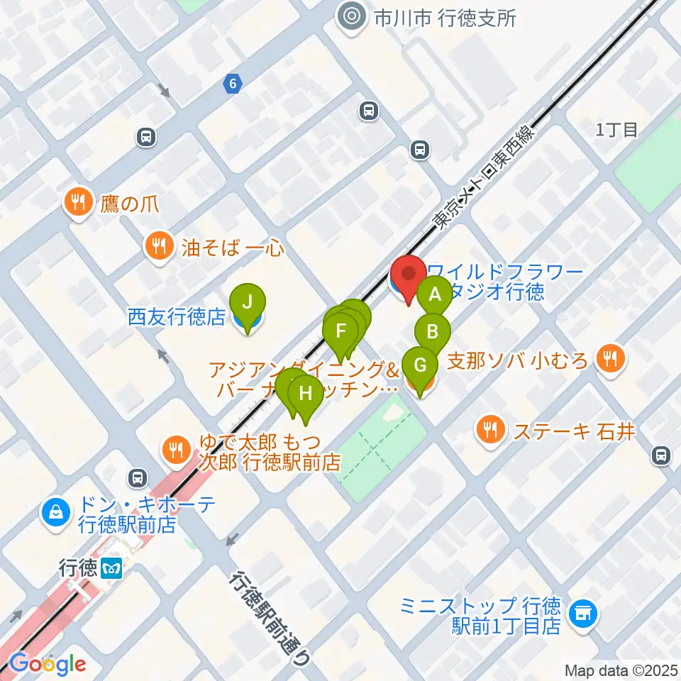 ワイルドフラワー・スタジオ行徳周辺のファミレス・ファーストフード一覧地図