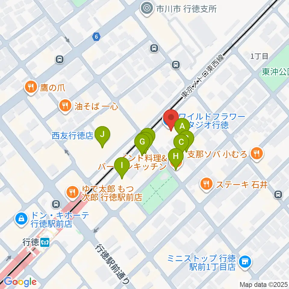 ワイルドフラワー・スタジオ行徳周辺のファミレス・ファーストフード一覧地図