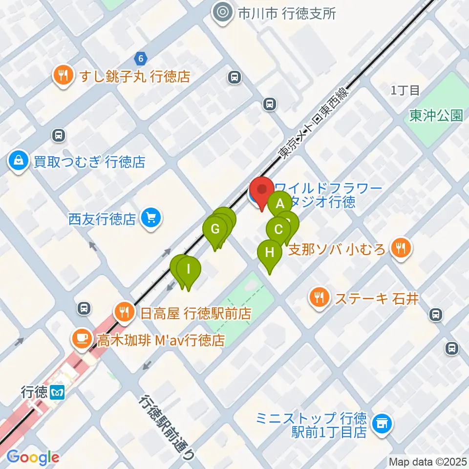 ワイルドフラワー・スタジオ行徳周辺のファミレス・ファーストフード一覧地図