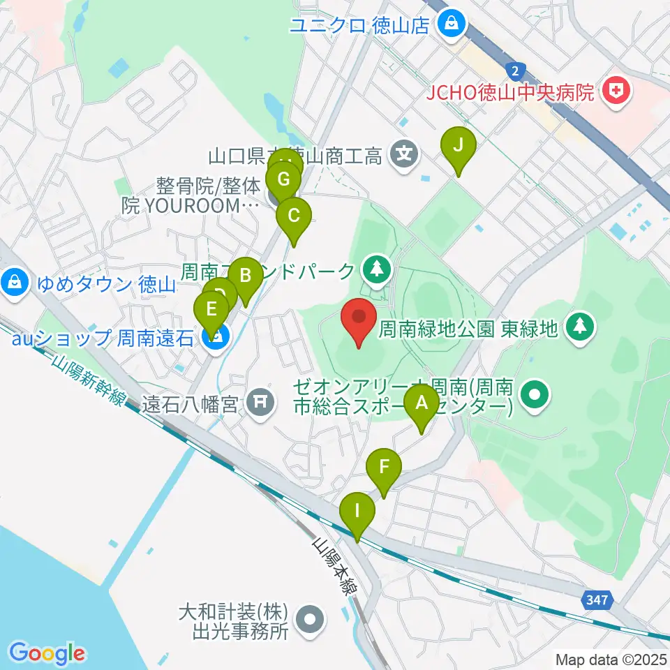 周南市野球場周辺のファミレス・ファーストフード一覧地図