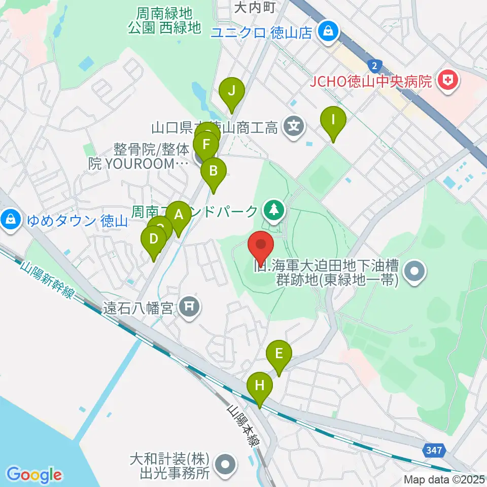 周南市野球場周辺のファミレス・ファーストフード一覧地図