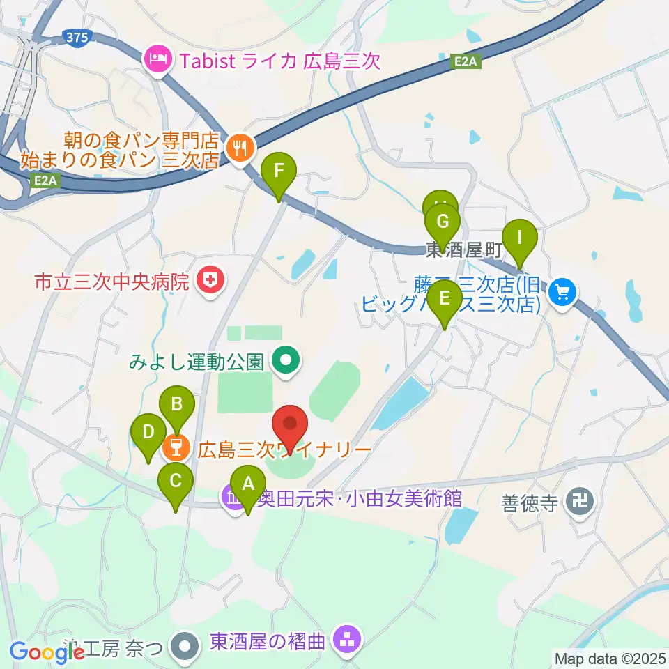 電光石火きんさいスタジアム三次周辺のファミレス・ファーストフード一覧地図