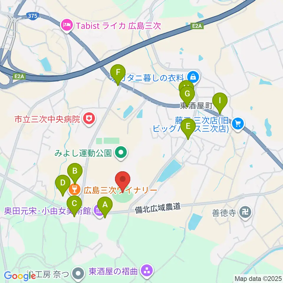 電光石火きんさいスタジアム三次周辺のファミレス・ファーストフード一覧地図
