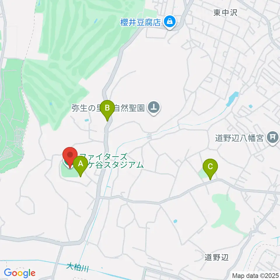 ファイターズ鎌ケ谷スタジアム周辺のファミレス・ファーストフード一覧地図